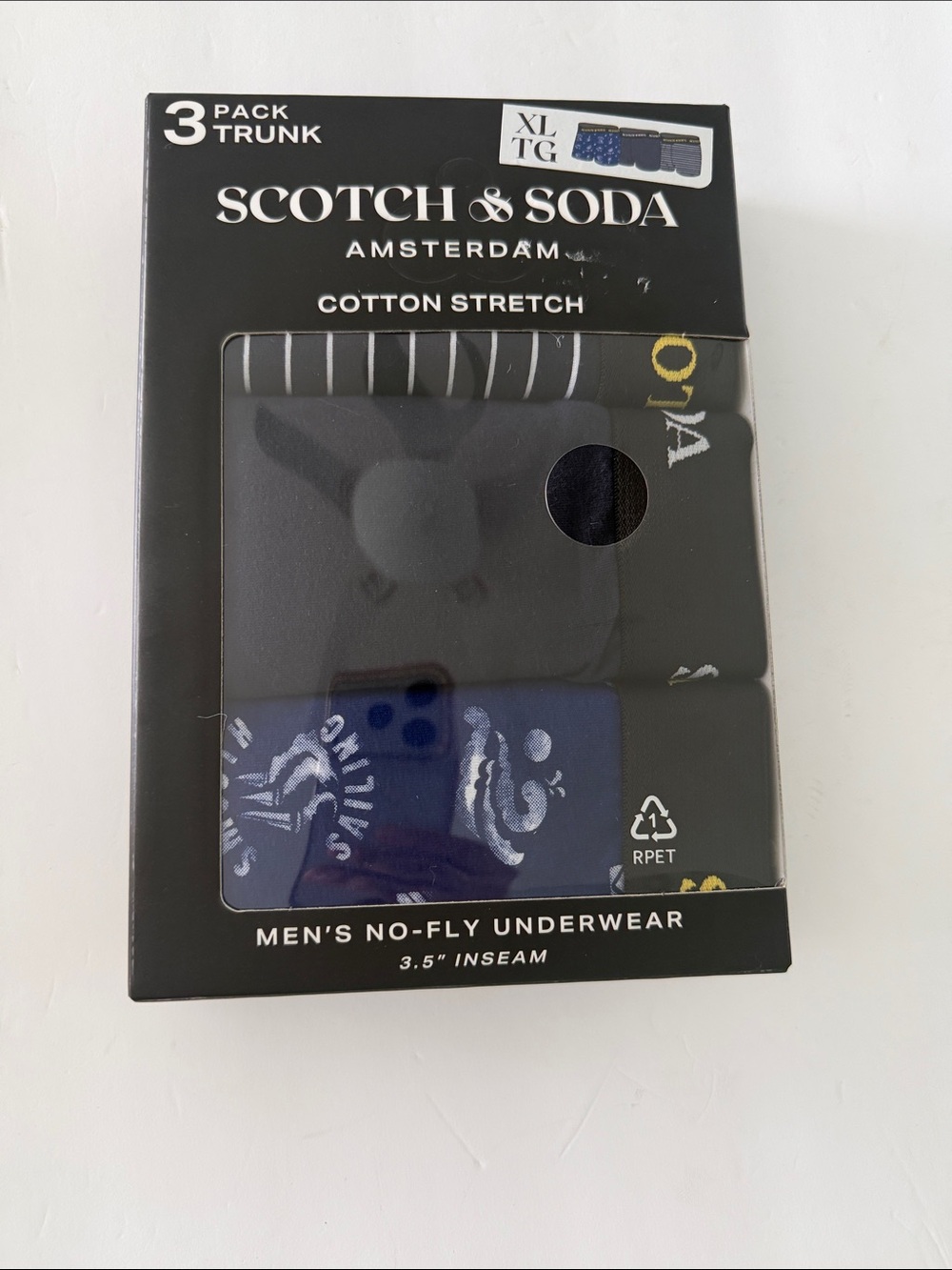 Scotch & Soda 3-Pack Cotton Stretch Trunks in Black, Charcoal, and Blue